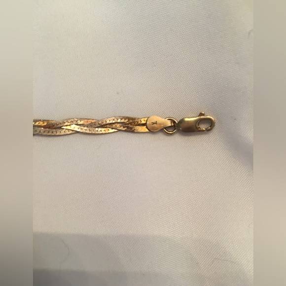 90’s 925 fmc tricolor 6.5in (approx) braided bracelet. Rose/white/yellow gold. - Picture 13 of 15